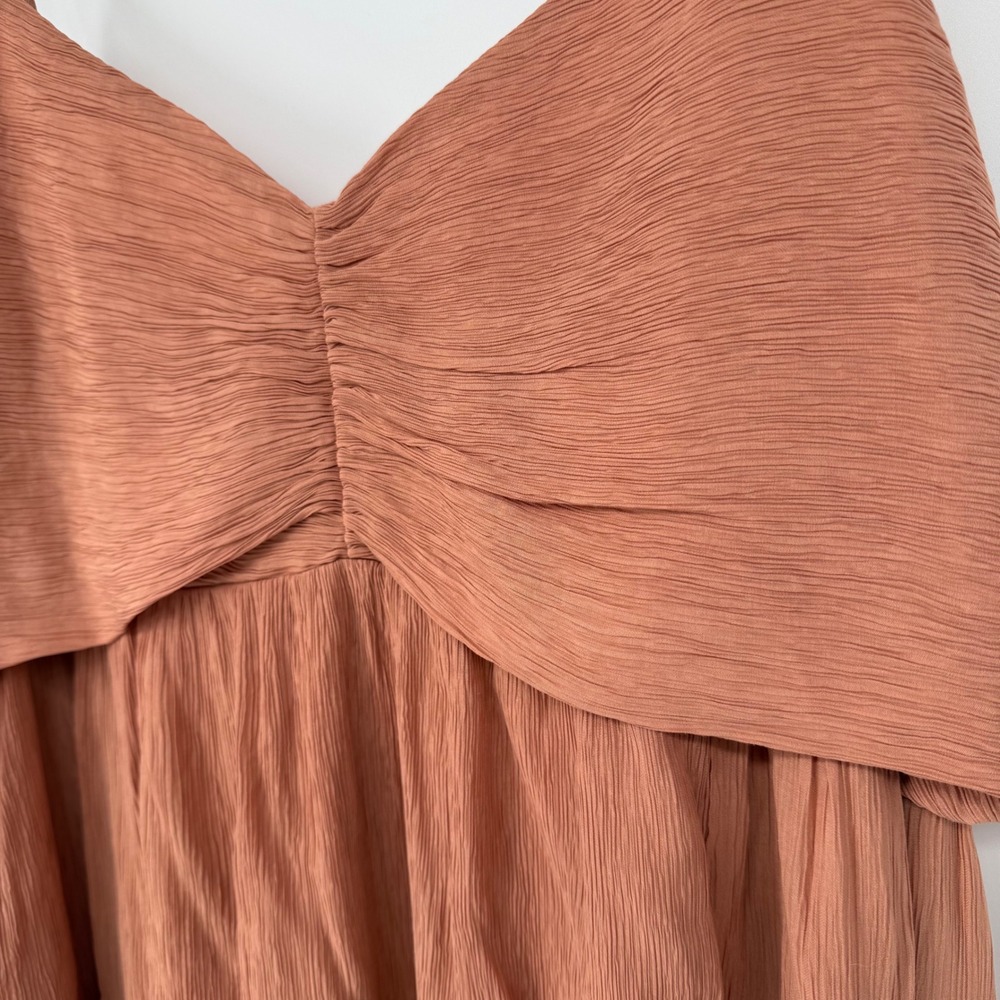 Abercrombie & Fitch Spaghetti‎ Strap Tiered Rust Peach Midi Dress XXL NWT - Picture 5 of 9